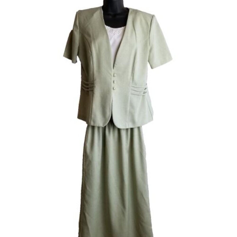 Pride and Joy Vintage Sage Green Skirt Suit Size 10 Cottagecore Romantic Modest